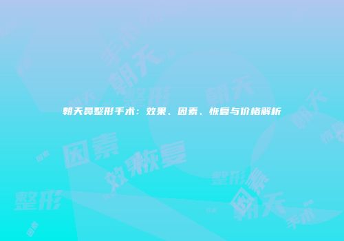 朝天鼻整形手术：效果、因素、恢复与价格解析