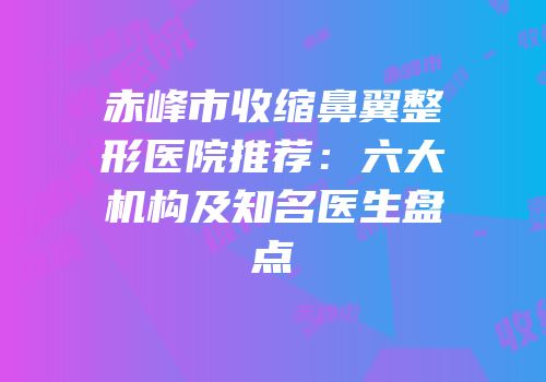 赤峰市收缩鼻翼整形医院推荐：六大机构及知名医生盘点