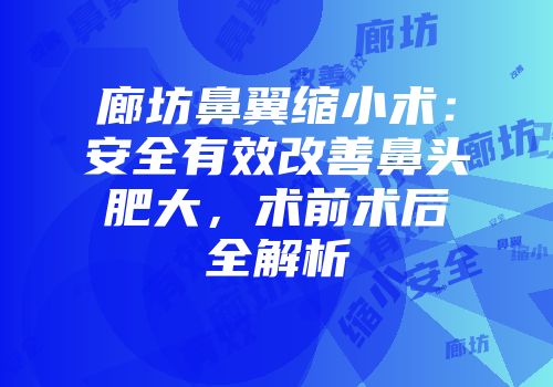 廊坊鼻翼缩小术：安全有效改善鼻头肥大，术前术后全解析