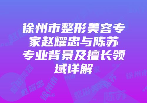 徐州市整形美容专家赵耀忠与陈苏专业背景及擅长领域详解