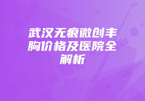 武汉无痕微创丰胸价格及医院全解析