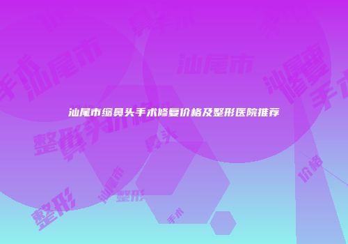 汕尾市缩鼻头手术修复价格及整形医院推荐