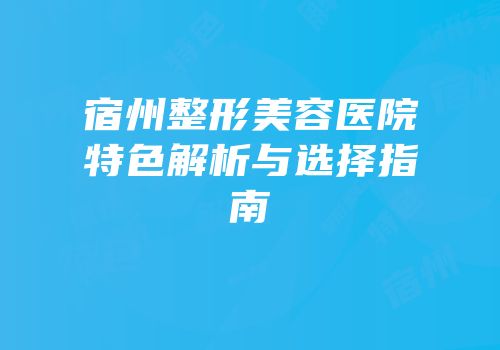 宿州整形美容医院特色解析与选择指南