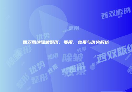 西双版纳除皱整形：费用、效果与优势解析