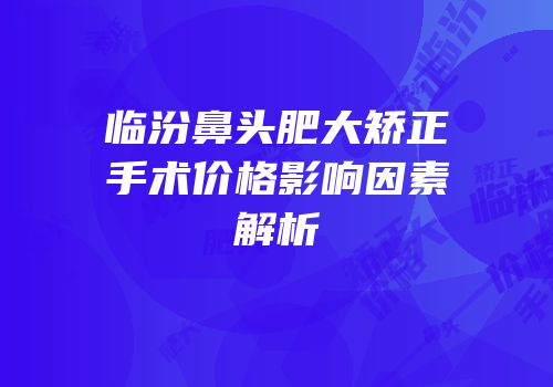 临汾鼻头肥大矫正手术价格影响因素解析