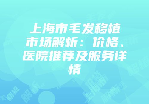 上海市毛发移植市场解析：价格、医院推荐及服务详情