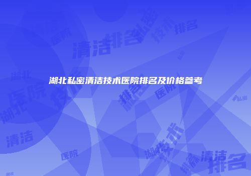 湖北私密清洁技术医院排名及价格参考