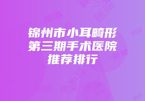 锦州市小耳畸形第三期手术医院推荐排行
