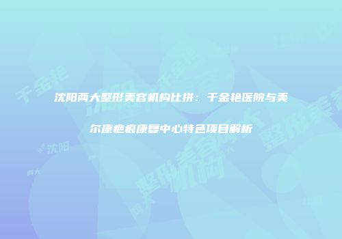 沈阳两大整形美容机构比拼：于金艳医院与美尔康疤痕康复中心特色项目解析