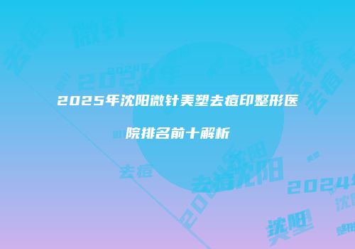 2025年沈阳微针美塑去痘印整形医院排名前十解析