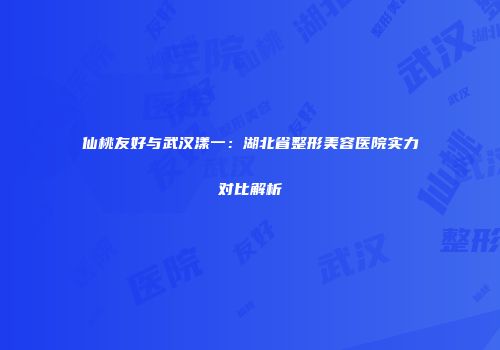 仙桃友好与武汉漾一：湖北省整形美容医院实力对比解析