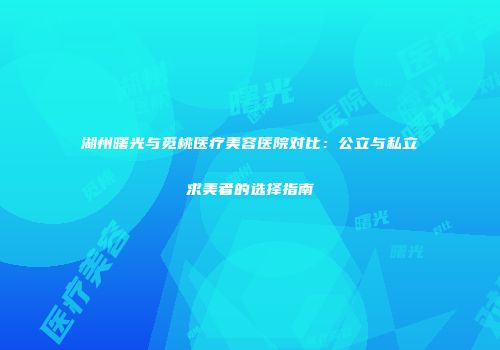 湖州曙光与觅桃医疗美容医院对比：公立与私立求美者的选择指南