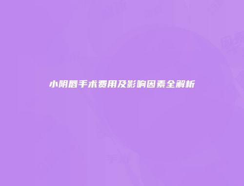 小阴唇手术费用及影响因素全解析