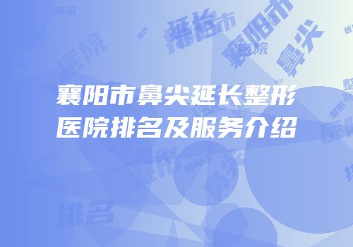 襄阳市鼻尖延长整形医院排名及服务介绍