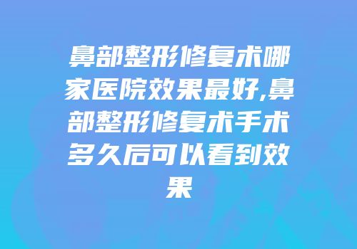 鼻部整形修复术哪家医院效果最好,鼻部整形修复术手术多久后可以看到效果