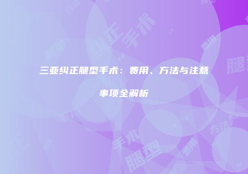 三亚纠正腿型手术：费用、方法与注意事项全解析