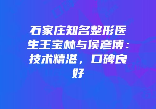 石家庄知名整形医生王宝林与侯彦博：技术精湛，口碑良好