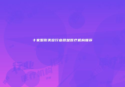 十家整形美容行业翘楚医疗机构推荐