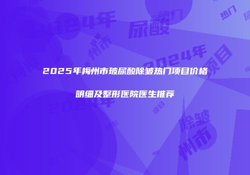 2025年梅州市玻尿酸除皱热门项目价格明细及整形医院医生推荐