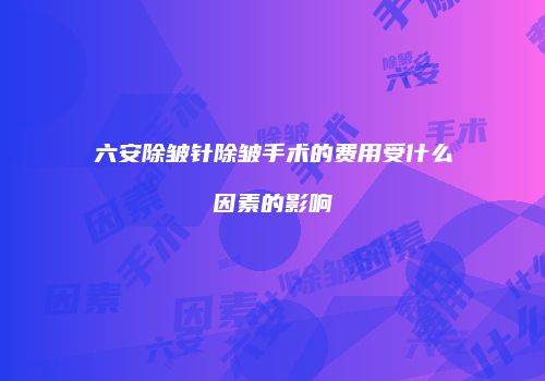 六安除皱针除皱手术的费用受什么因素的影响