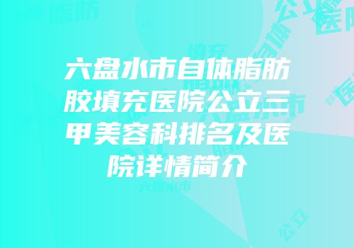 六盘水市自体脂肪胶填充医院公立三甲美容科排名及医院详情简介