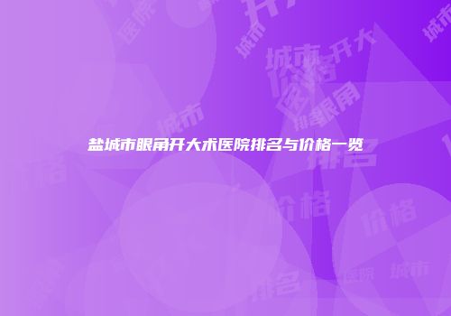 盐城市眼角开大术医院排名与价格一览