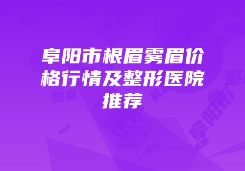 阜阳市根眉雾眉价格行情及整形医院推荐