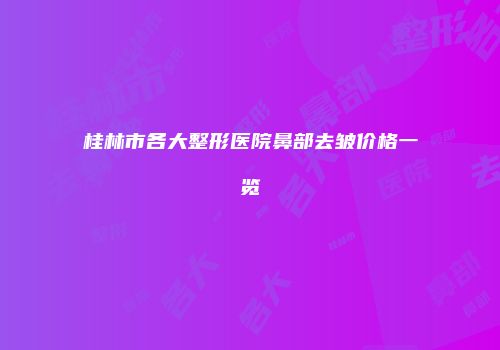 桂林市各大整形医院鼻部去皱价格一览