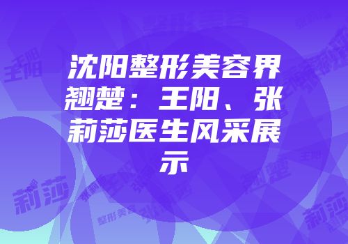 沈阳整形美容界翘楚：王阳、张莉莎医生风采展示