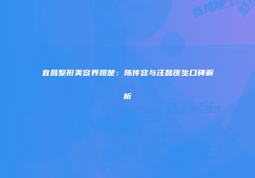 宜昌整形美容界翘楚：陈传容与汪磊医生口碑解析