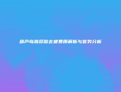葫芦岛玻尿酸去皱费用解析与优势分析