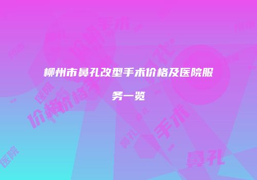 柳州市鼻孔改型手术价格及医院服务一览