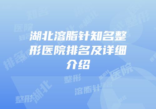 湖北溶脂针知名整形医院排名及详细介绍
