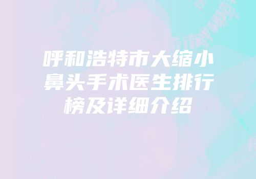 呼和浩特市大缩小鼻头手术医生排行榜及详细介绍