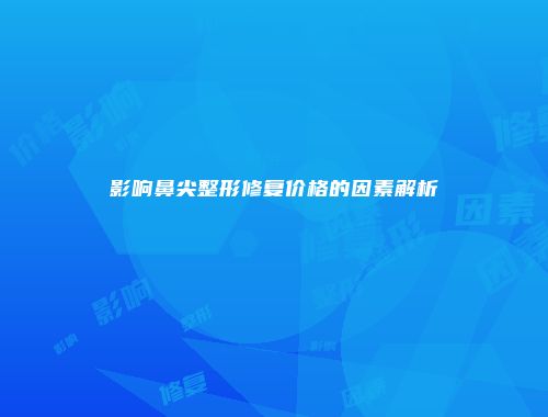 影响鼻尖整形修复价格的因素解析