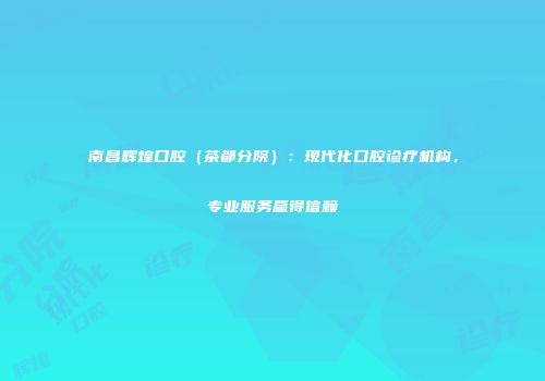 南昌辉煌口腔（茶都分院）：现代化口腔诊疗机构，专业服务赢得信赖