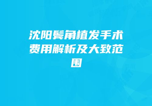 沈阳鬓角植发手术费用解析及大致范围