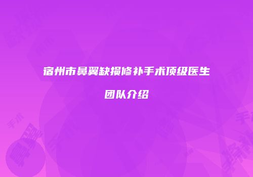 宿州市鼻翼缺损修补手术顶级医生团队介绍