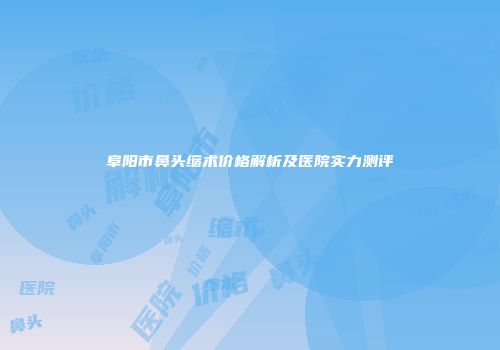 阜阳市鼻头缩术价格解析及医院实力测评