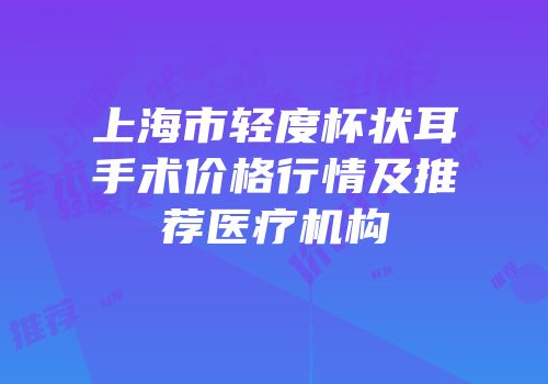 上海市轻度杯状耳手术价格行情及推荐医疗机构