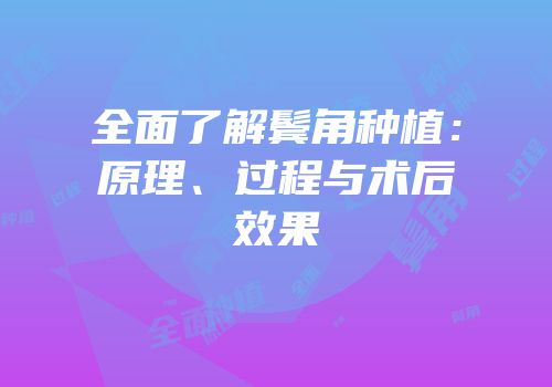 全面了解鬓角种植：原理、过程与术后效果