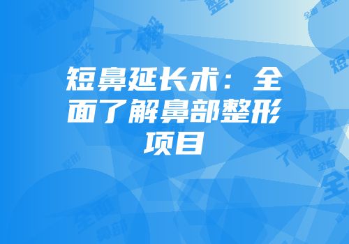 短鼻延长术：全面了解鼻部整形项目