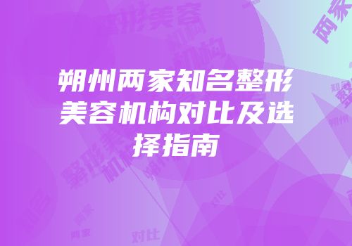 朔州两家知名整形美容机构对比及选择指南