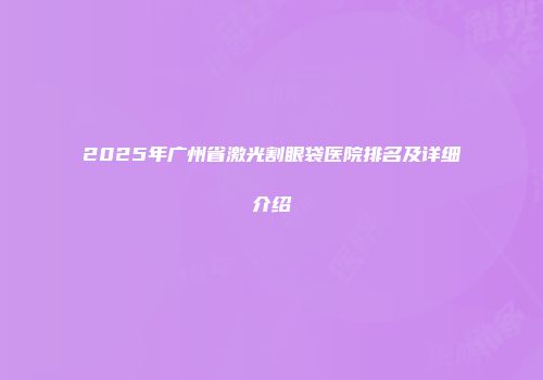 2025年广州省激光割眼袋医院排名及详细介绍