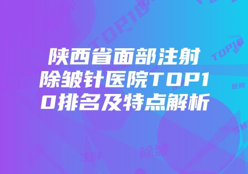 陕西省面部注射除皱针医院TOP10排名及特点解析