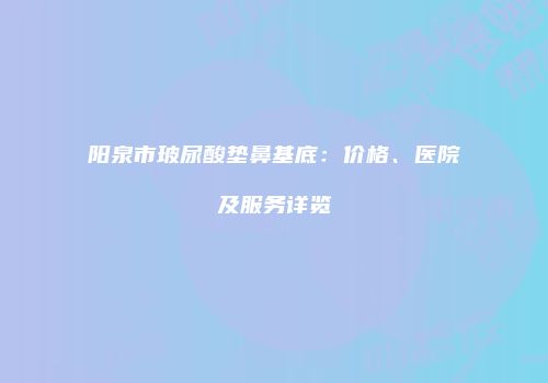阳泉市玻尿酸垫鼻基底：价格、医院及服务详览