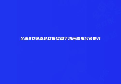 全国20家卓越软骨隆鼻手术医院排名及简介