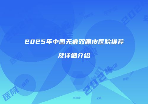2025年中国无痕双眼皮医院推荐及详细介绍