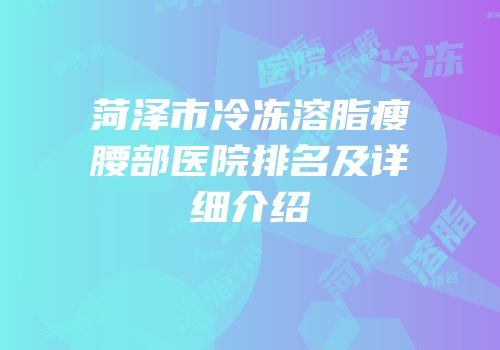 菏泽市冷冻溶脂瘦腰部医院排名及详细介绍