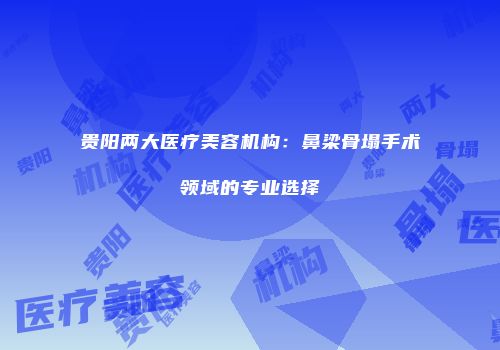 贵阳两大医疗美容机构：鼻梁骨塌手术领域的专业选择